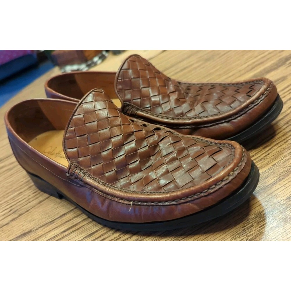 Men's Cole Haan Chestnut Brown Woven Leather Loafer US 10 M